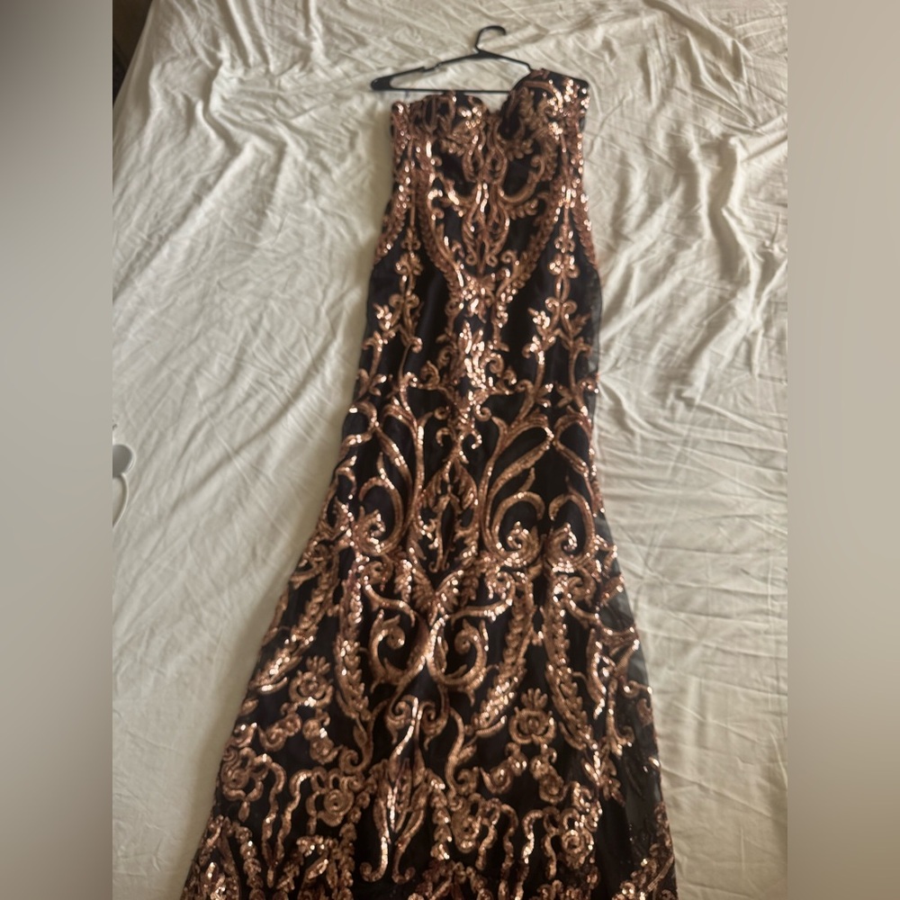Black & Gold Sequence Mermaid Gown With Tail - image 1